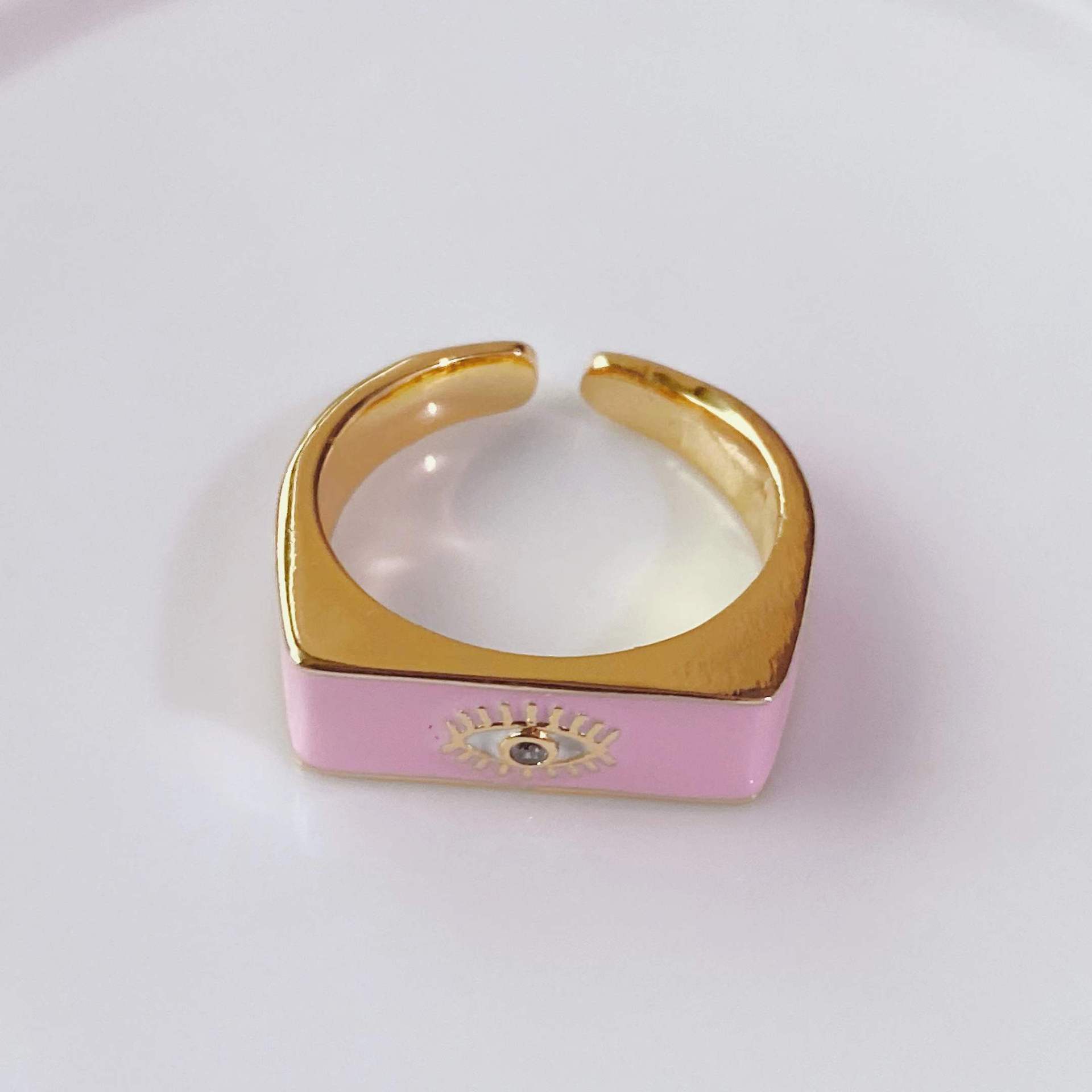 fashion trend ring 18k gold-plated oil drop simple eye opening adjustable female ring