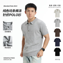 以盟男士polo衫上衣男款老钱风高级感夏季翻领休闲短袖针织衫男