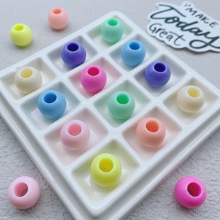 14mm Acrylic Large Hole Beads Plastic Straight Hole Macaron Beads Candy Color Bag Accessories Wholesale