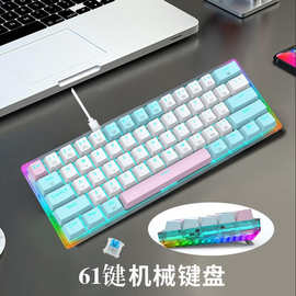 Z11T有线客制化热插拔61键机械键盘游戏办公笔记本红轴键盘