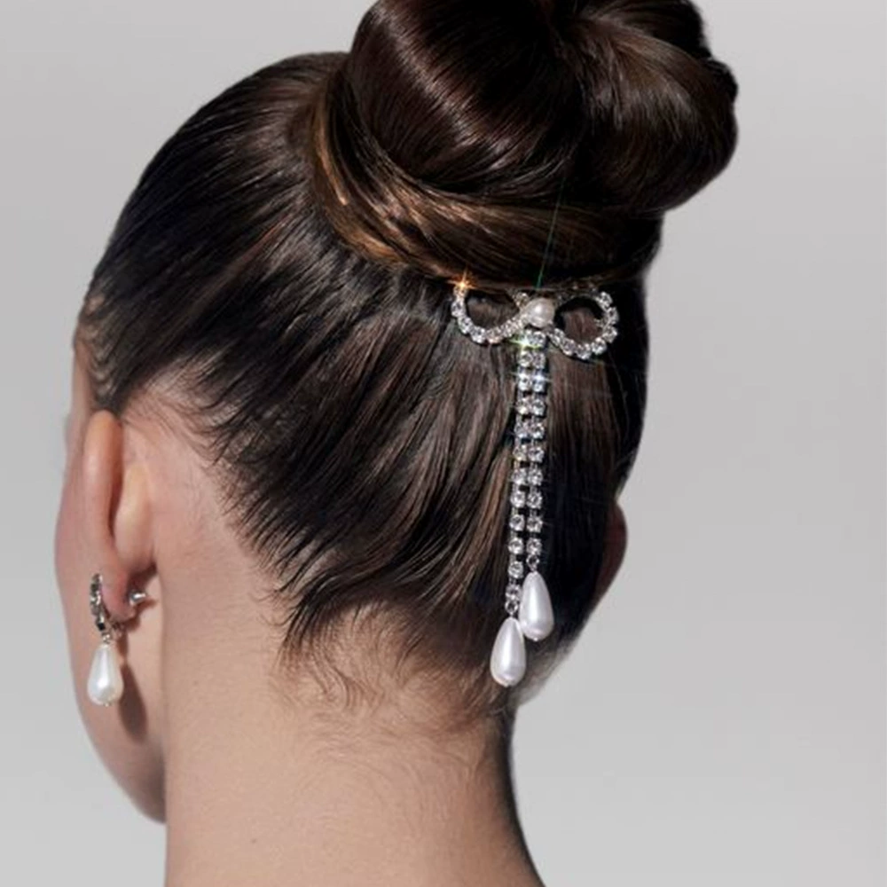 Корейские стразы банты головные уборы простой нежный темперамент 2024 новый изысканный сломанный шпилька модные аксессуары для волос