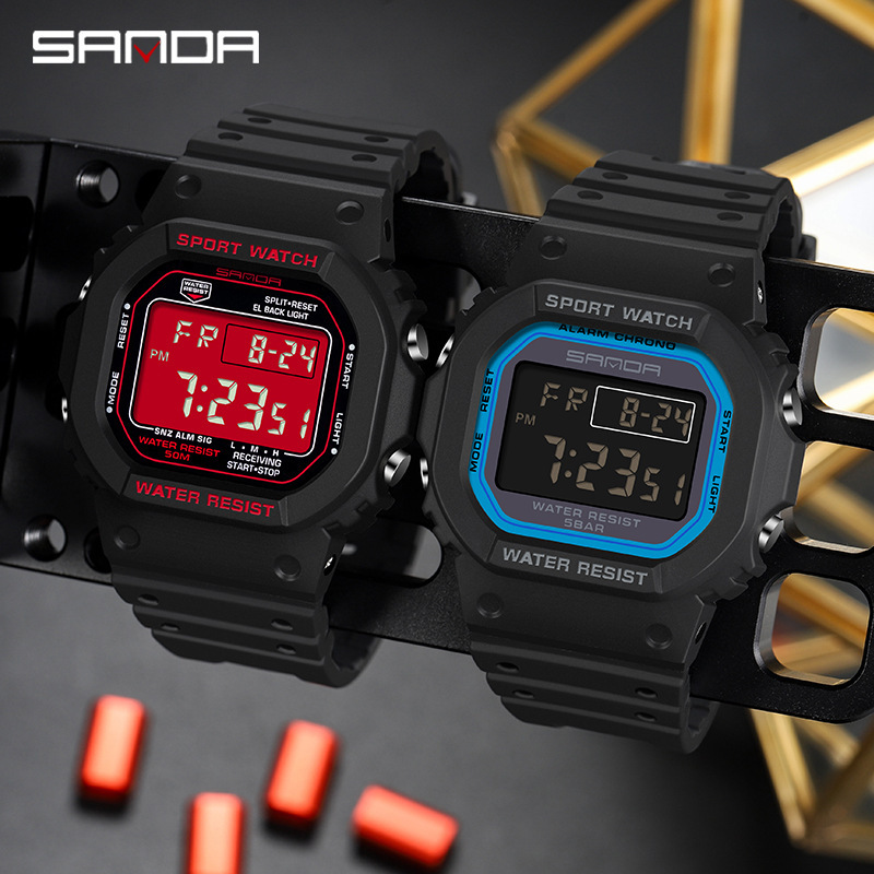 Orologio per bambini Orologio digitale quadrato elegante da uomo, multifunzionale, luminoso al buio, impermeabile, sportivo, per studenti, per uomini che vanno al lavoro_voghion.com