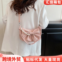 新中式珍珠蝴蝶结包包女2026流行新款高级感洋气单肩斜挎包腋下包