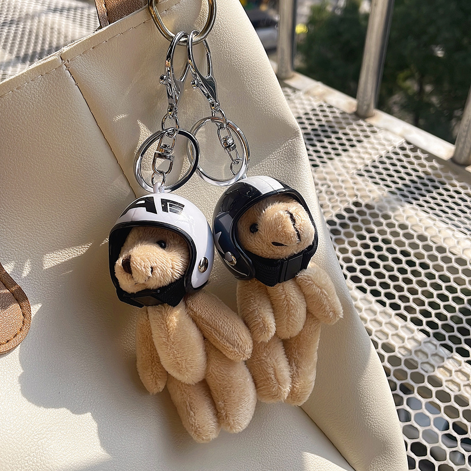 Coreano ins casco de locomotiva osos bolsos colgante bolsos lindos muñecas de peluche accesorios regalo