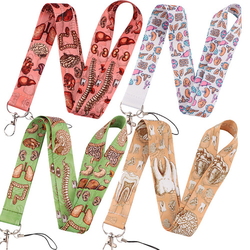 Human body system structure cartoon mobile phone rope ID card tag U disk hanging neck key chain lanyard medical student accessories