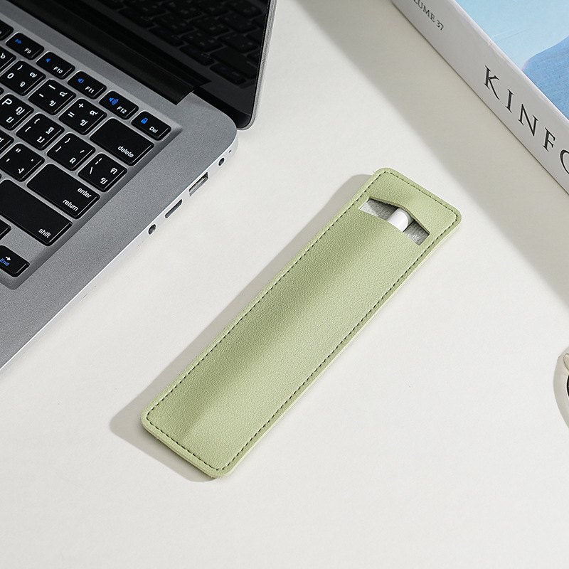 Fábrica directa PU simple estilo de aprendizaje de cuero bolsas de pluma de cuero de color sólido cubierta de lápiz de escritura puede imprimir logotipo