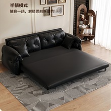 意式极简猫抓皮沙发床可折叠伸缩两用单双人小户型现代简约单人床