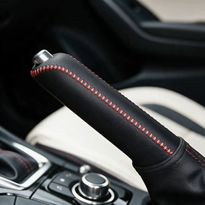Car handbrake cover for Mazda Axela CX-5 interior modification protective cover with red and black color stitching gear shift cover