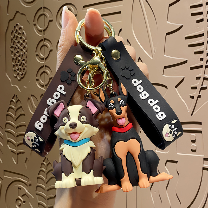 Creative Cute Pet Dog Cartoon Keychain Doberman Plush Toy Puppy Pendant Keychain Doll Machine Gift Wholesale Creative Cute Pet Dog Cartoon Keychain Doberman Plush Toy Puppy Pendant Keychain Doll Machine Gift Wholesale