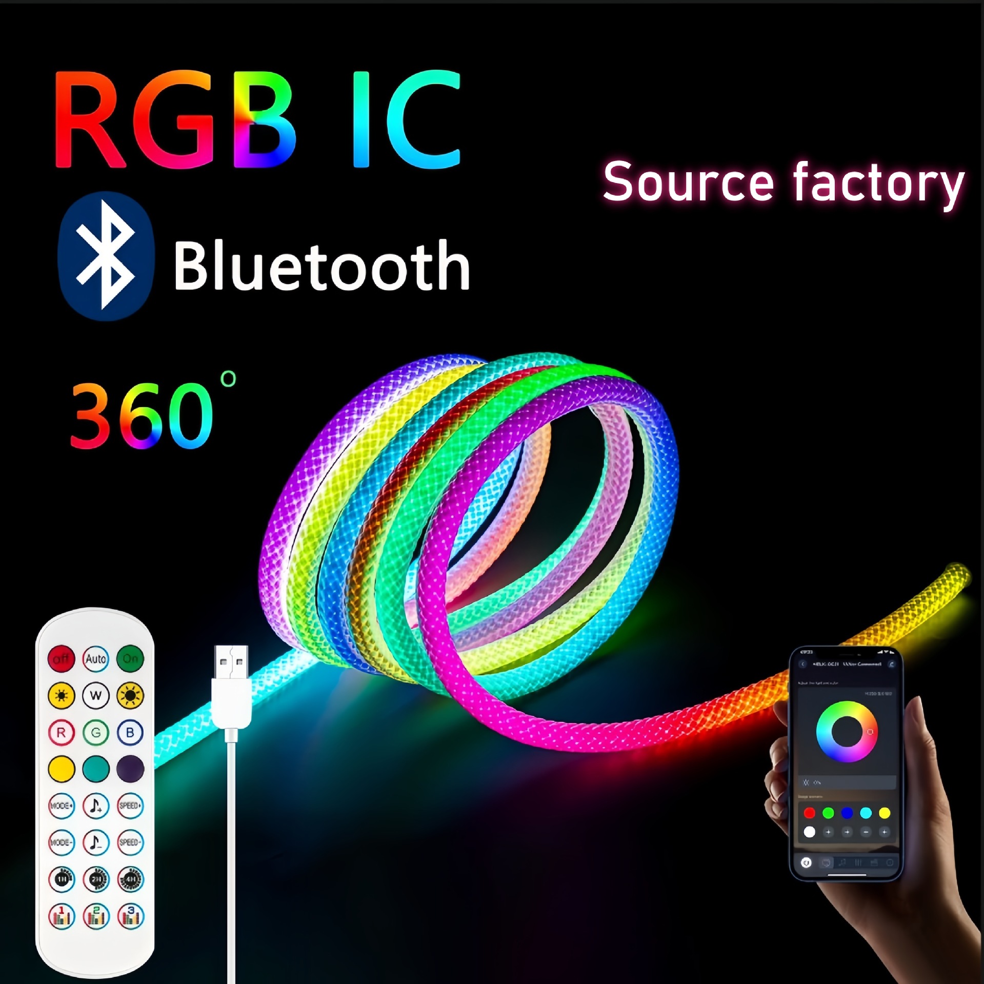 360 grados de luz trenzada iluminante tira de lámpara de arco iris iluminante LED caballo corriente de agua barra de lámpara de tubo eléctrico sala deportiva