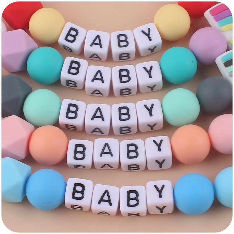 Nuevos suministros para bebés chupete Cadena de dibujos animados lindo arco iris de silicona pequeña cadena anti-caída mordedor