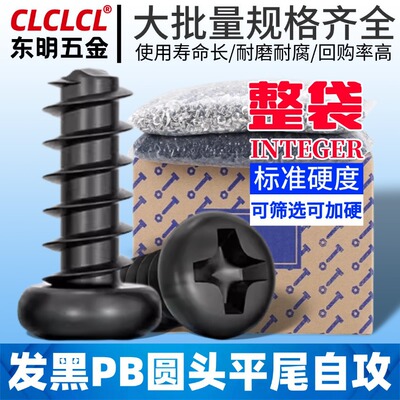 PB铁镀黑十字圆头平尾自攻螺丝大全盘头小螺钉玩具螺丝M1M2M3M4M5