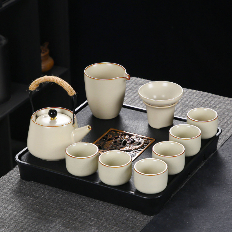 여요찻주전자 - 6컵 + 사각형 흐름창 트레이