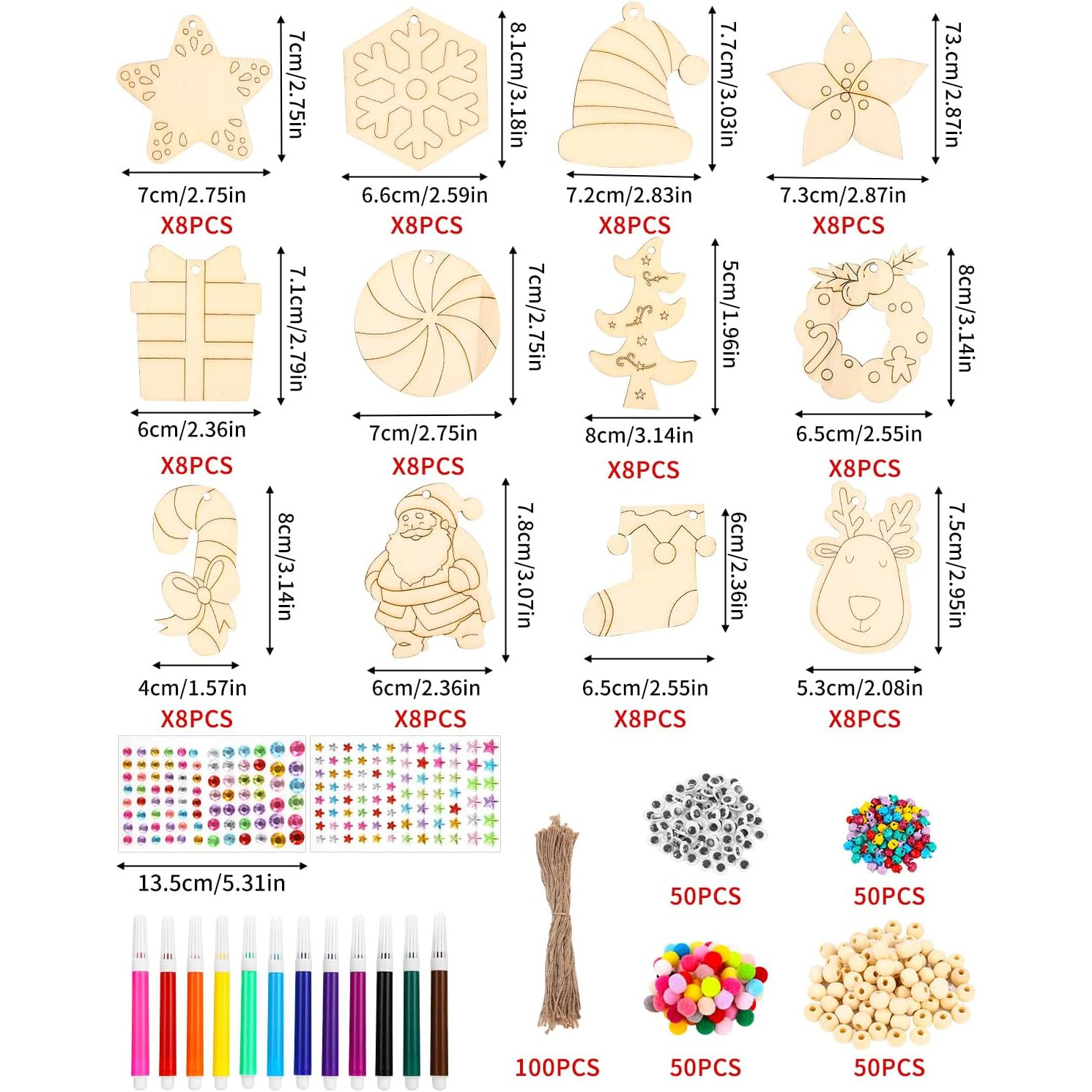 跨境亚马逊木质圣诞节儿童绘画涂鸦圣诞树姜饼人创意圣诞DIY卡通