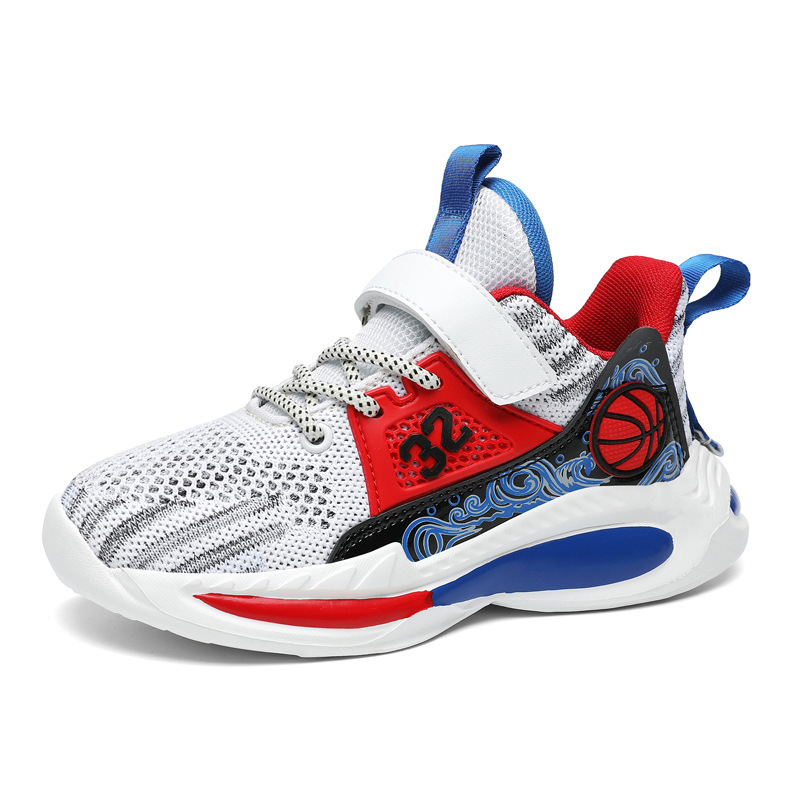 Zapatos de baloncesto para niños de 6 - 12 años de verano, zapatos de malla transpirables para niños, zapatos de correr de moda para niños mayores
