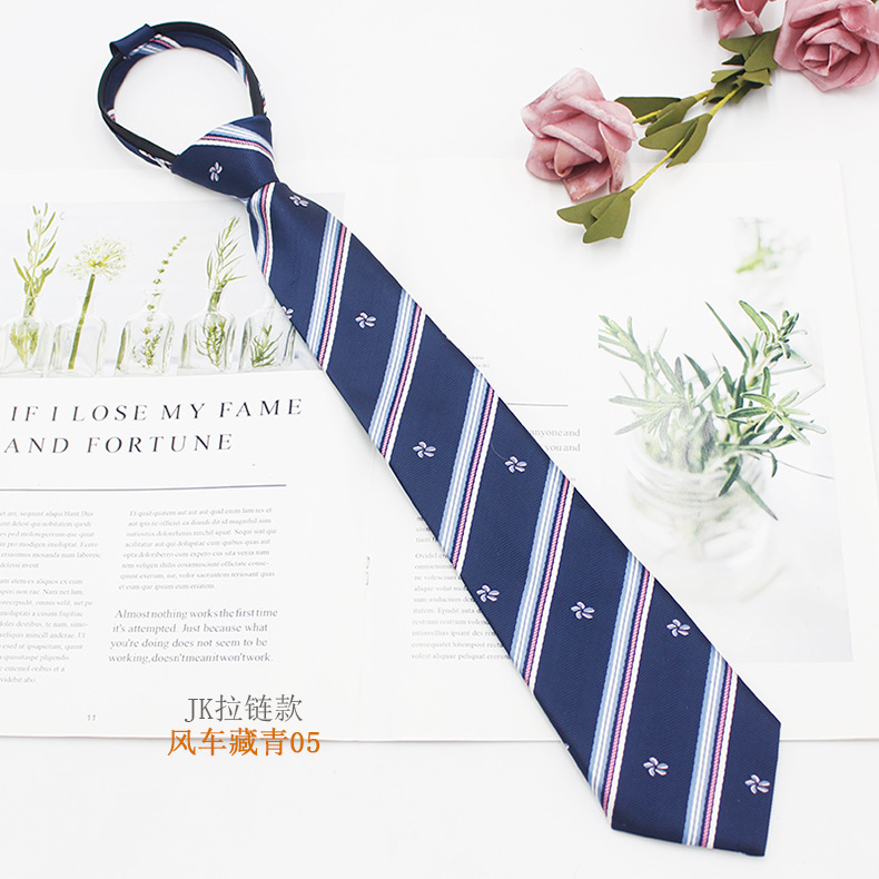 Venta directa de fábrica JK uniforme corbata cremallera 7cm temporada de graduación estudiantes masculinos y femeninos uniformes escolares accesorios poliéster jacquard
