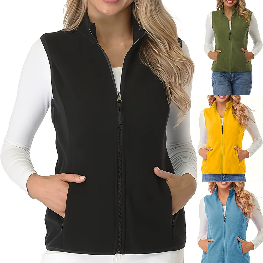 Женская одежда больших размеров в европейском и американском стиле, осенне-зимний повседневный жилет с флисом, карманами на молнии, элегантный кардиган без рукавов.