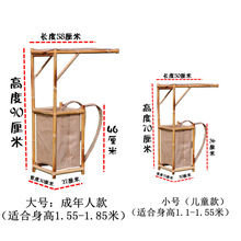 竹制书生书篓背书箱演出拍照道具箱笼景区特色移动售货广告背篓