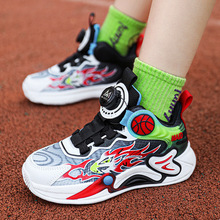 儿童篮球鞋2024秋季新款男童纽扣运动鞋乔丹同款专业防滑软底训练