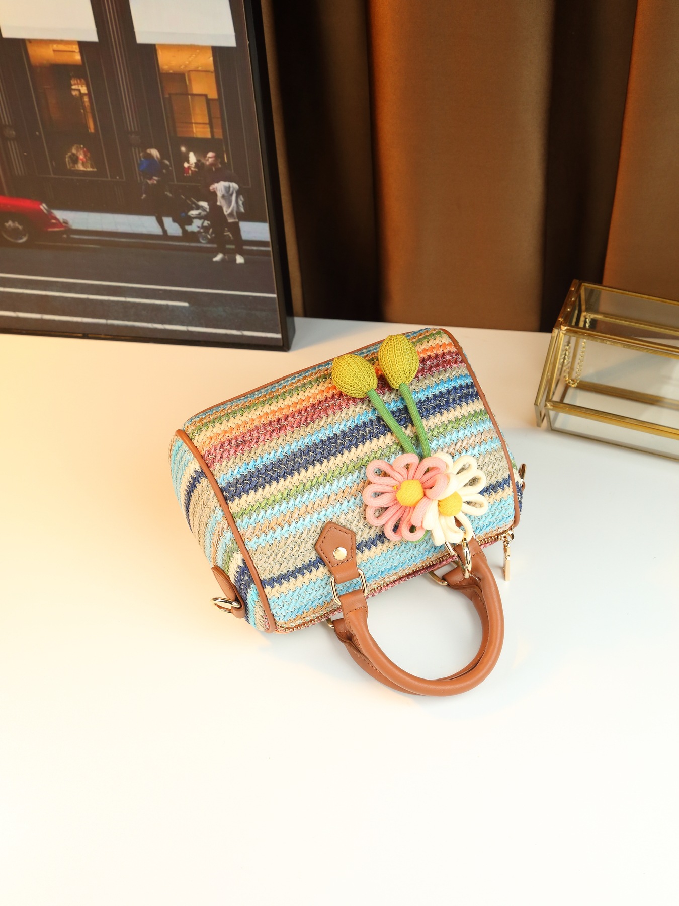 Women's Canvas Patchwork Bucket Bag For Casual Summer Commuting_voghion.com