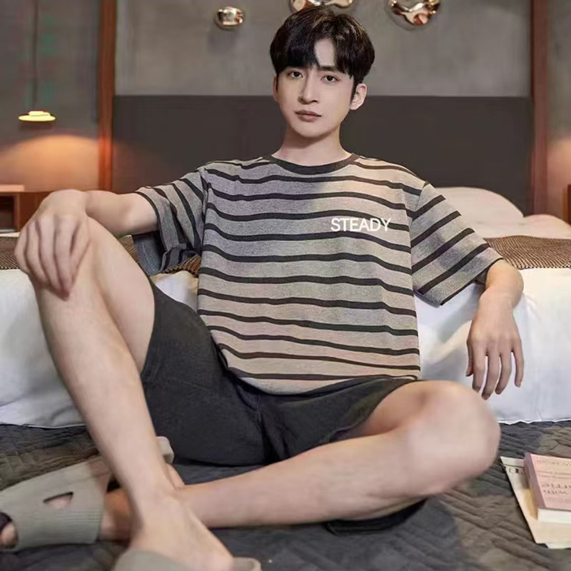 2025 comercio exterior de verano pantalones cortos de manga corta pijamas de hombre dibujos animados se pueden usar con un conjunto delgado de ropa de hogar supermercado