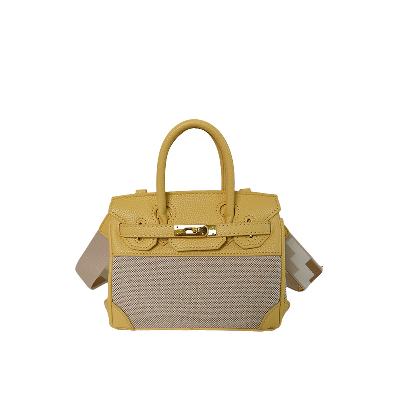Cross-border nuevo bolso portátil de platino para mujeres 2026 moda lino empalme color contraste mochila de hombro