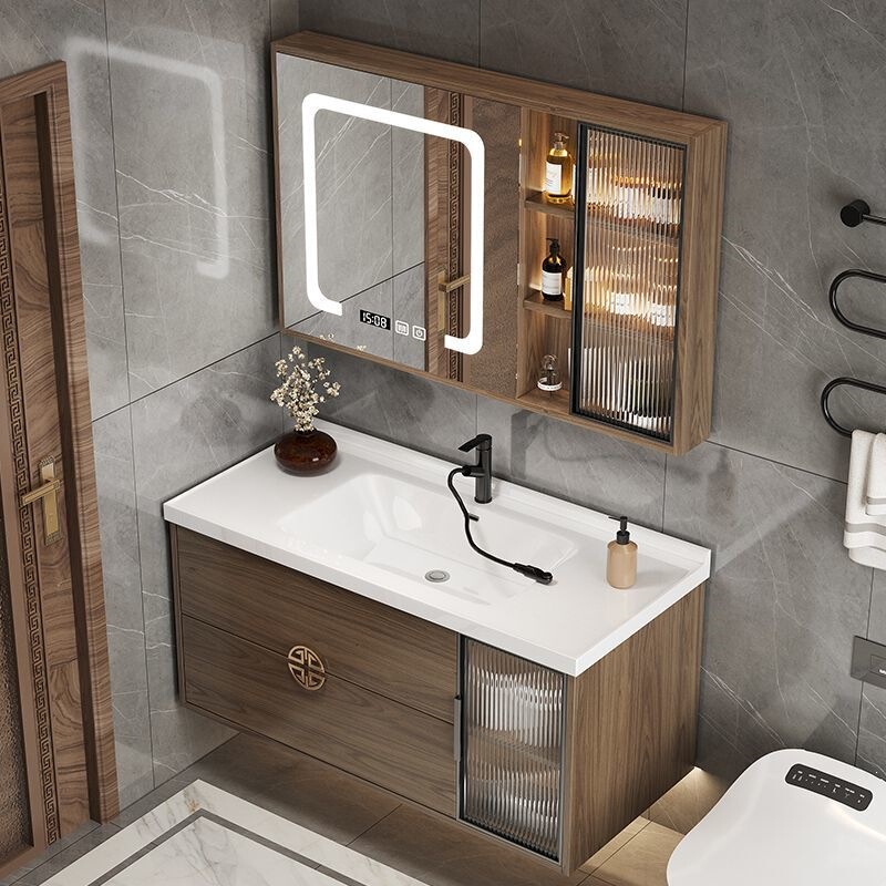 New Chinese-style wall cabinet, bathroom cabinet set, ceramic integrated washbasin, household floor cabinet, others New Chinese-style wall cabinet, bathroom cabinet set, ceramic integrated washbasin, household floor cabinet, others