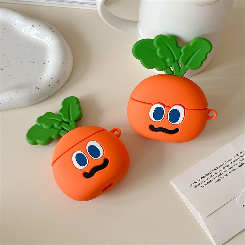 Carrot Suitable for Airpods4 Apple Bluetooth Wireless Headphone Shell Protective Cover 1/2/3 Generation Pro3 Silicone Female Carrot Suitable for Airpods4 Apple Bluetooth Wireless Headphone Shell Protective Cover 1/2/3 Generation Pro3 Silicone Female