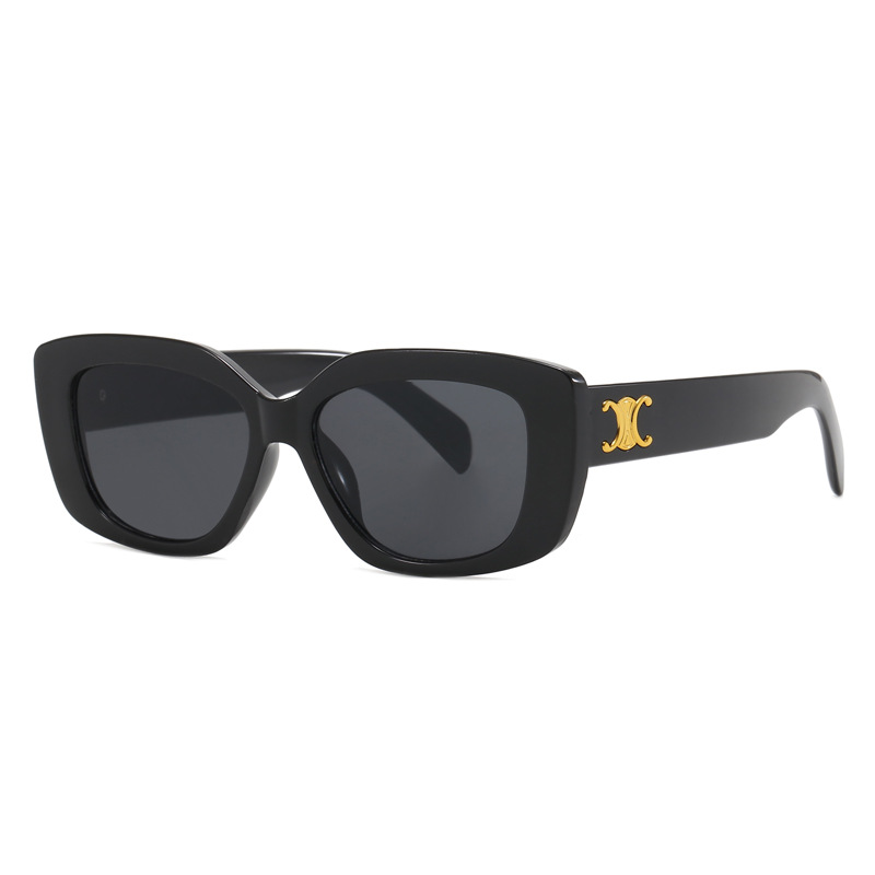 Retro Rectangular Narrow-Frame Small-Face Sunglasses for Women, Arc De Triomphe New Style High-End Anti-Uv Sunglasses S25398