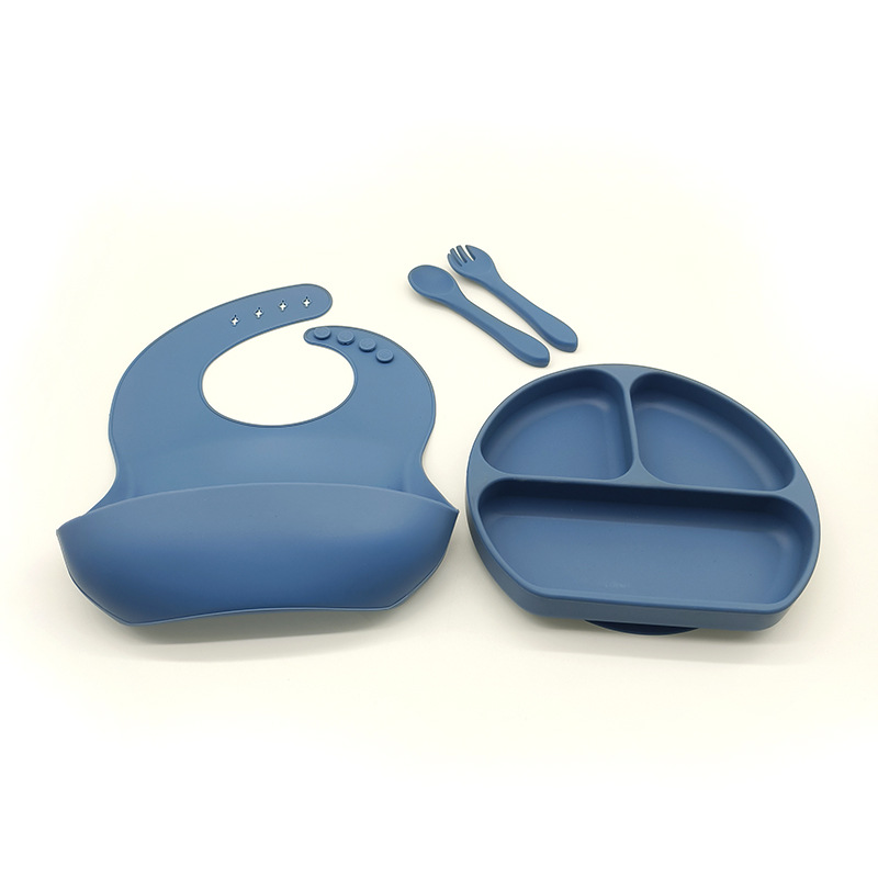 Complemento alimenticio transfronterizo para niños, plato de silicona, plato de suplemento alimenticio para bebés, plato de comida sonriente de seis piezas, vajilla para alimentación maternoinfantil al por mayor