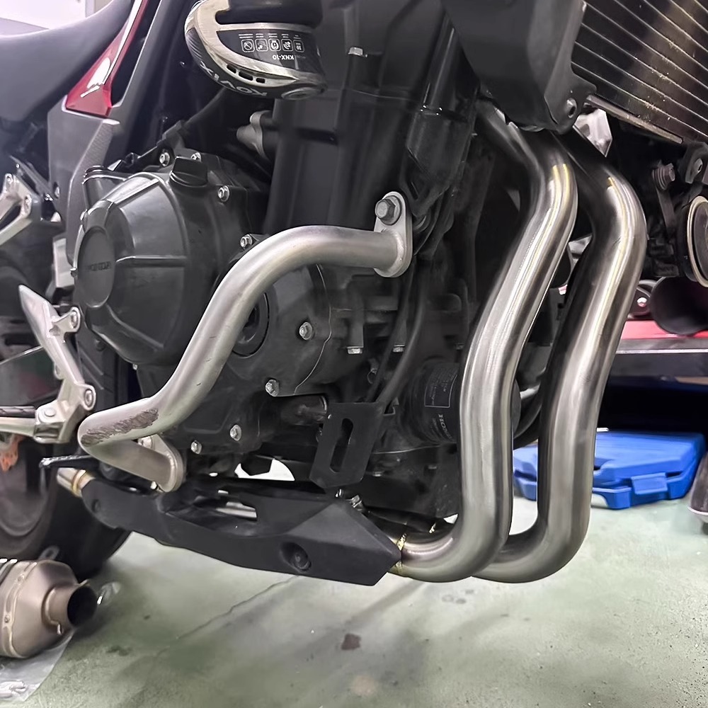 Motorcycle exhaust pipe modification CB400F stainless steel front section carbon fiber tail section muffler whole section non-destructive installation