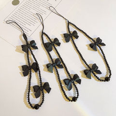 網紅ins蝴蝶結珠珠鏈條DIY手機殼掛繩手機手繩相機鑰匙扣掛飾女款