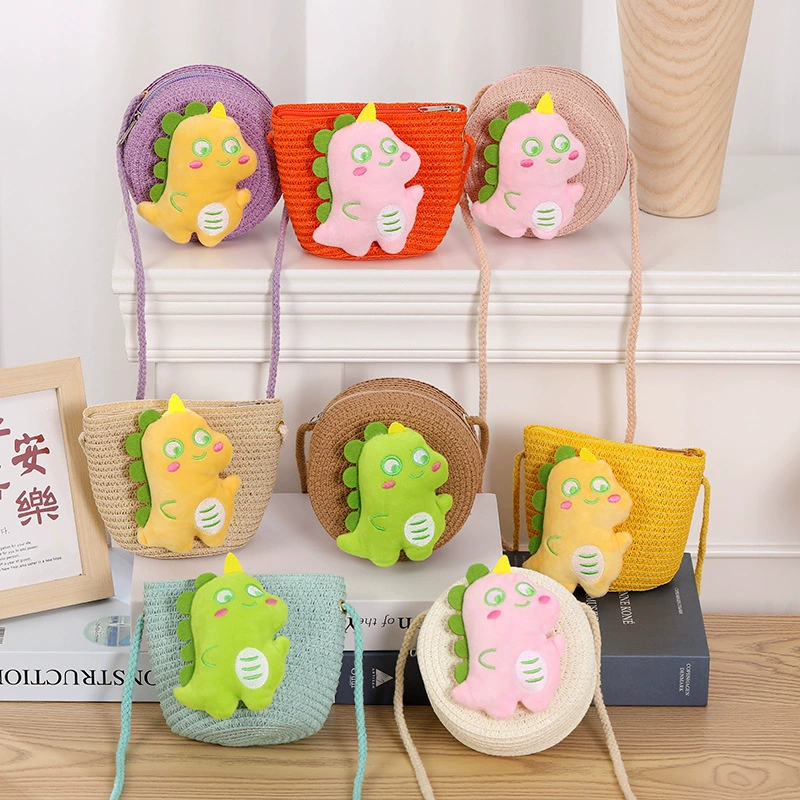 Small shoulder bag, wallet, cartoon small bag, card holder, cute straw dinosaur, wholesale