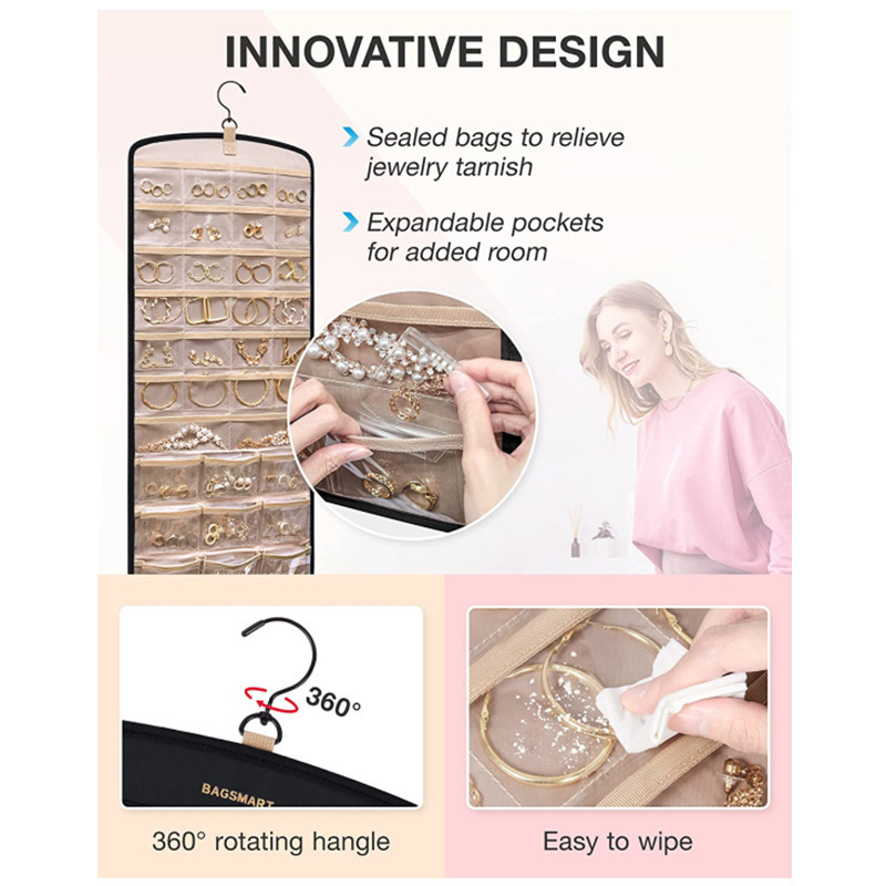 Amazon nuevo stock de joyería colgante portátil de almacenamiento gancho de cinta gancho de metal de doble cara estante de joyería image 2