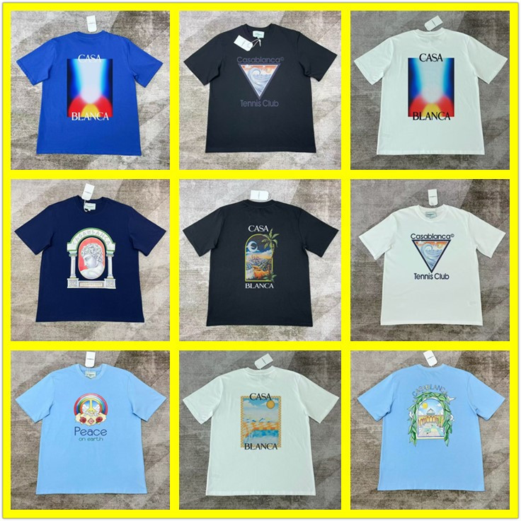 【260g】カサブランカプリント トレンド個性柄 メンズ レディース ゆったり半袖Tシャツ|undefined