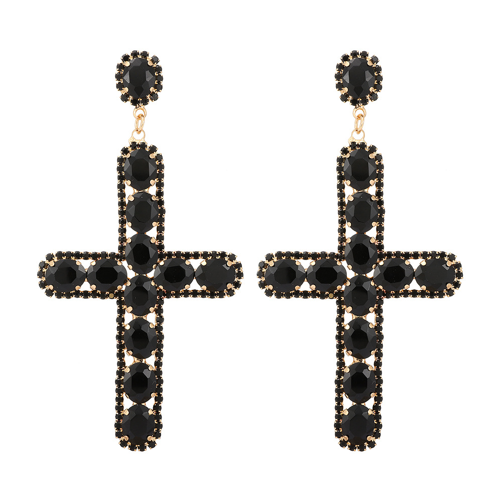 Earrings Classification 1 Pair Retro Cross Metal Plating Zircon Women's Earrings