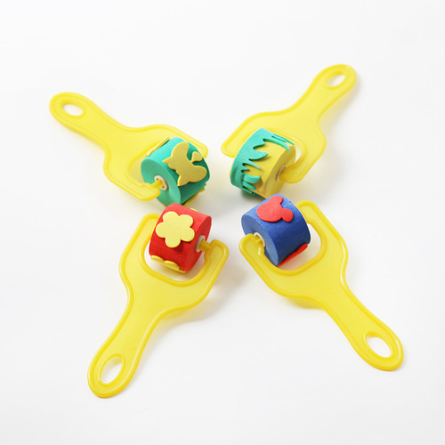 Children's broom DIY impression sponge painting brush paintbrush small fish roller mushroom stamp paint drawing doodle tools