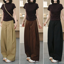 舒柔特哈伦裤女2025早就弯刀裤潮流侧压褶春秋宽松时尚女直筒裤子