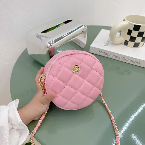 Children's Bags  New Trendy Fashion Mini Diamond Round Bag Korean Version Versatile Small Fragrant Style Coin Purse