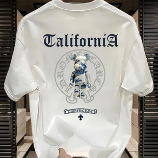 2025 New Summer Double Yarn Combed Pure Versatile Men's 260g Heavyweight Short-Sleeved T-Shirt Loose Trendy Brand T-Shirt