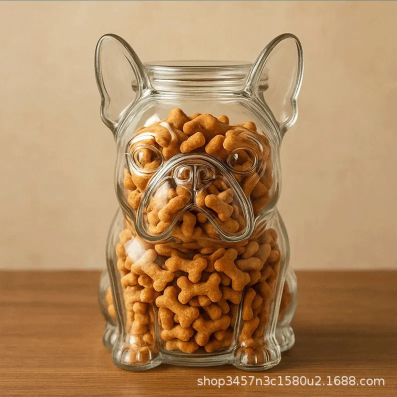 Nuevos productos transfronterizos para gatos para mascotas almacenamiento de bocadillos 1 de junio día de los niños alto contenedor de vidrio de silicona contenedor de almacenamiento de cocina