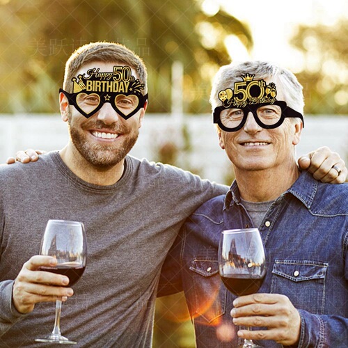 Amazon new birthday party decoration paper glasses black gold 18th and 60th birthday photo prop glasses