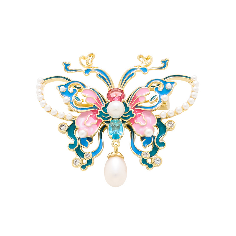 Enamel Painted Butterfly Brooch Women's High-end Sense High-end Atmospheric Luxury Cheongsam Coat Brooch Coat Elegant Pin
