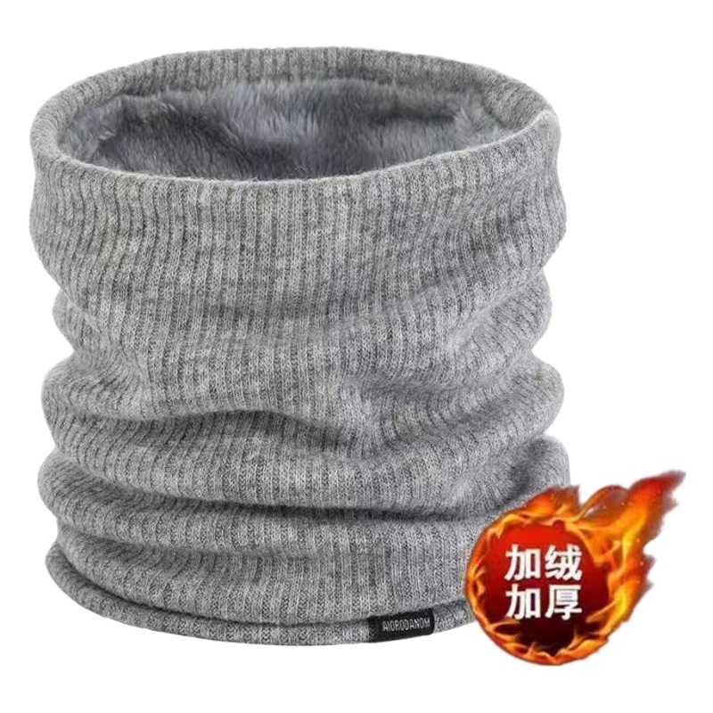 Autumn and Winter pullover knitted scarf men's and women's warm all-match wool scarf windproof fleece-lined thickened cervical collar