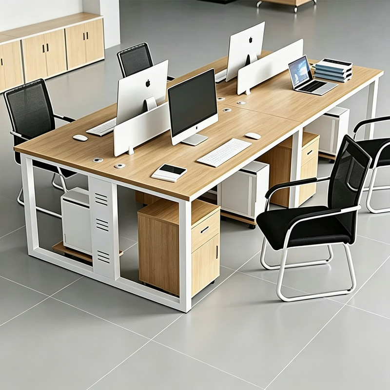 Wholesale simple modern office staff computer desk and chair set for 4 or 6 people work station staff desk