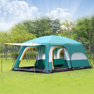 Two rooms and one hall outdoor Dew camping large tent 2 two rooms camping thickened 5 prevent heavy rain 6-8-10-12 people