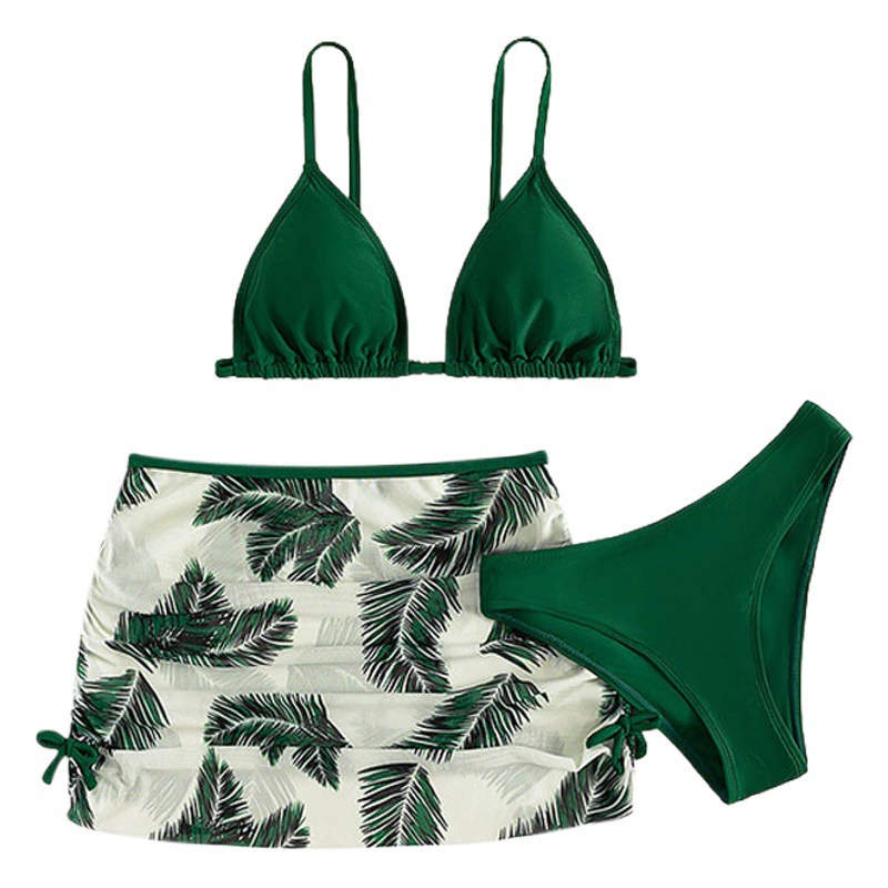 2025 новый трансграничный европейский и американский детский купальник, комплект из трех предметов, бикини среднего и большого размера с принтом для девочек, экспортный купальник