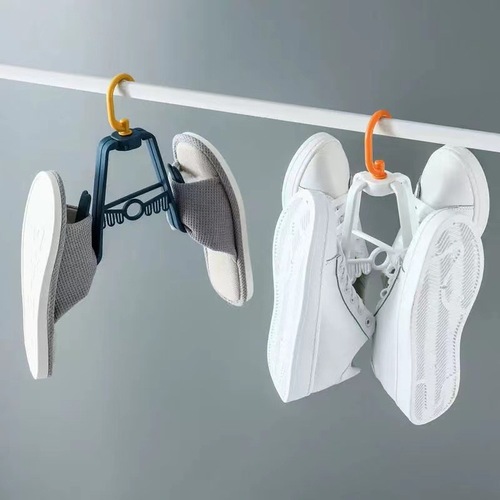 Multifunctional shoe drying rack, towel, socks, shoelace hook, household one hanging four rotating shoe rack, windproof clothes drying rack