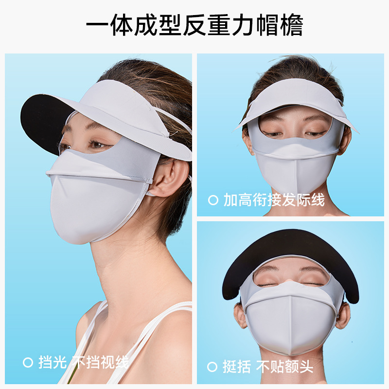 Máscara de protección solar que cubre todo el rostro, cara de seda de hielo para damas, sombrero de protección UV de Gini, protector de cuello, máscara de protección solar transpirable integrada