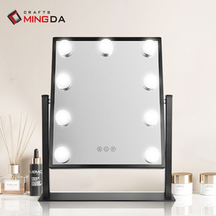 厂家定制台式LED化妆镜子方形带灯led镜灯9珠好莱坞补光灯化妆镜-阿里巴巴